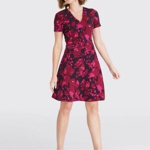 Draper James Floral Fit and Flare Mini Dress Cabernet